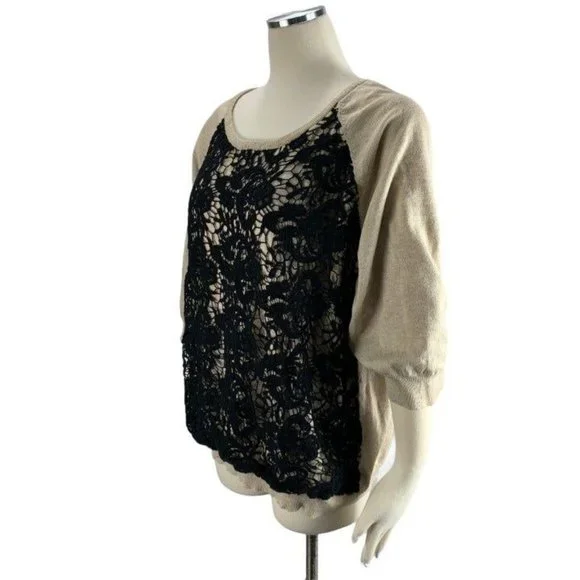 CATO 22 24W Sweater Gold Black Crochet Comfort Casual - Picture 3 of 6